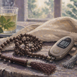 tasbih kuka et digital sur table en bois