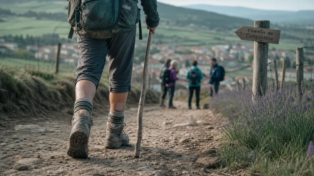 Les dangers sur le chemin de compostelle : marcheur blessure et ampoules sur le sentier
