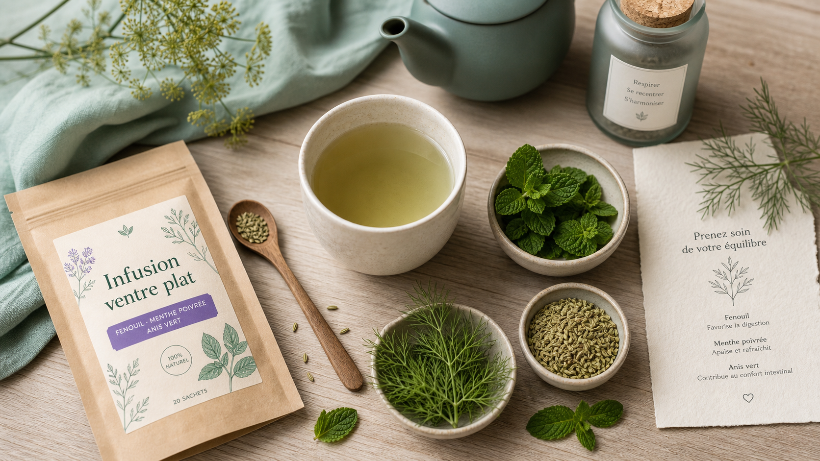 Infusion the pour ventre plat : fenouil, menthe et anis pour dégonfler