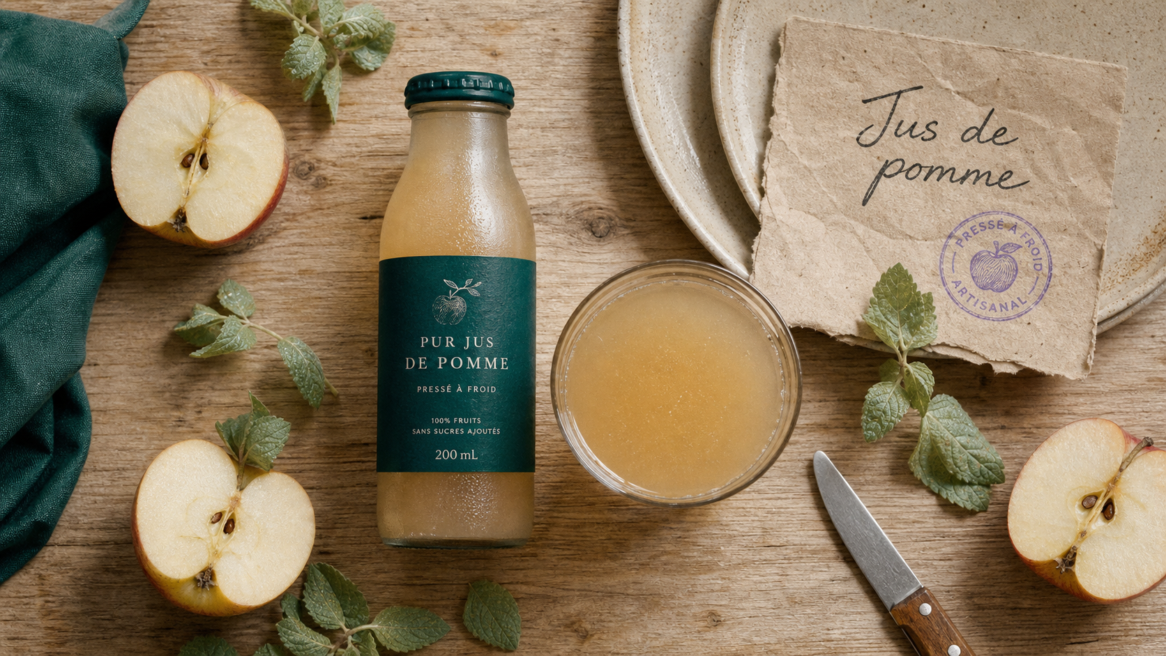 Jus de pommes bienfaits : verre de jus trouble