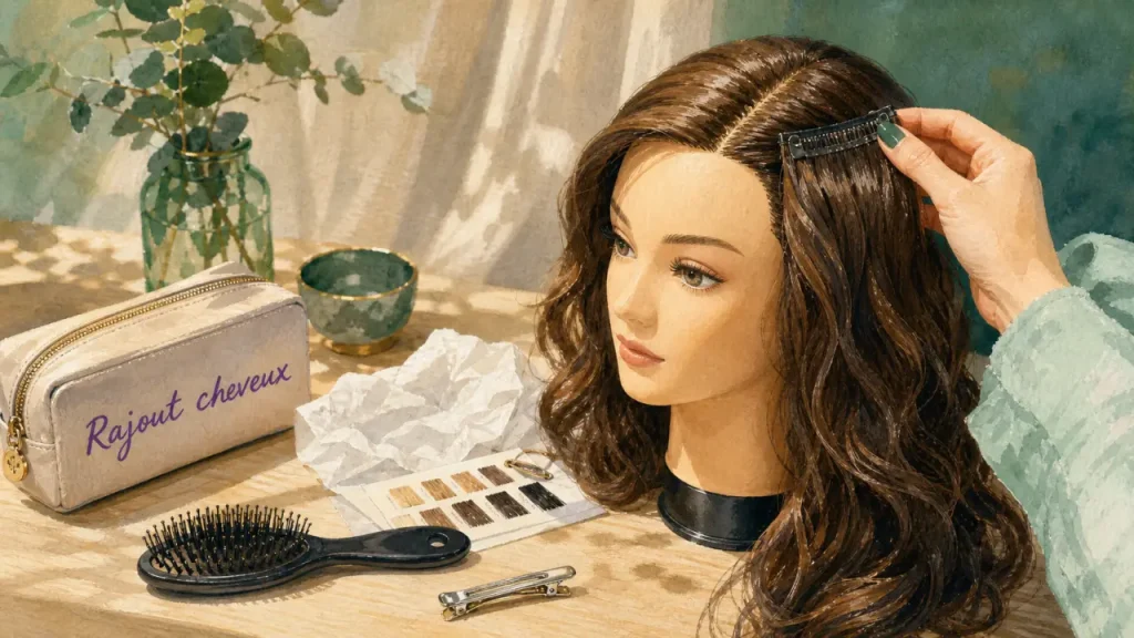 Rajout pour les cheveux : volume, longueur ou densité, près du cuir chevelu