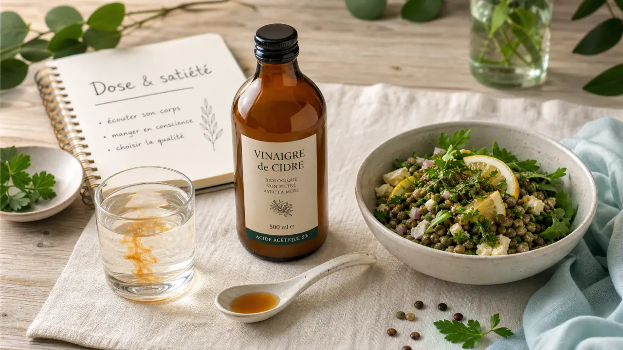 Dose de regime et vinaigre de cidre : eau tiède et 250 ml, limites à connaître