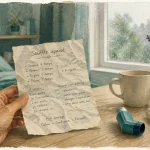 Asthme signification spirituelle : souffle apaisé, inhalateur et notes