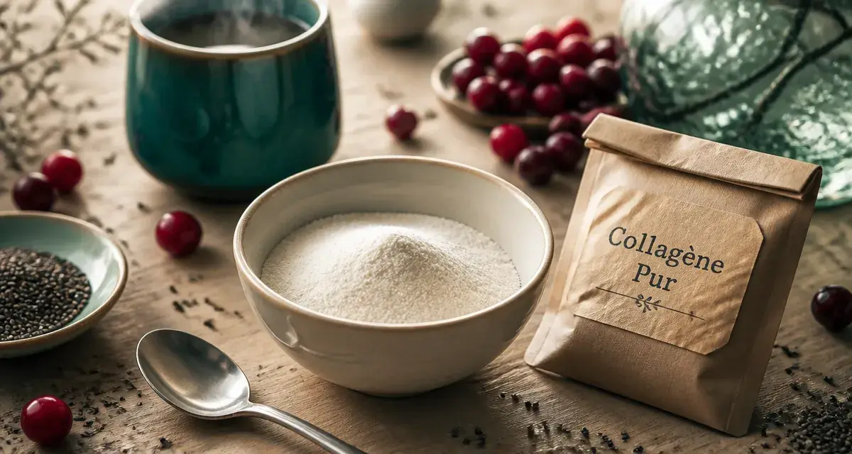 Collagène pur : poudre de collagène hydrolysé dans un bol