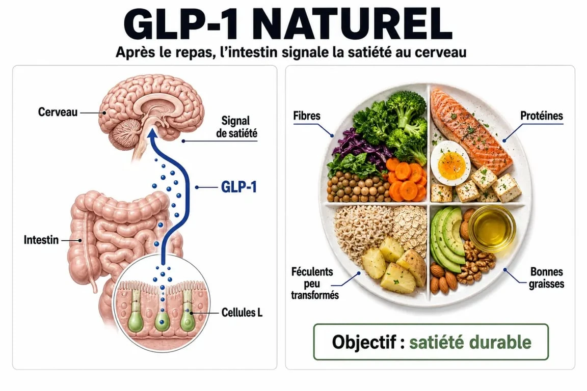 GLP 1 naturel : schéma de la satiété et des repas favorables
