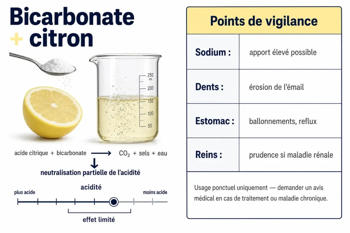 Bicarbonate et citron danger : illustration scientifique de la réaction et des risques à connaître