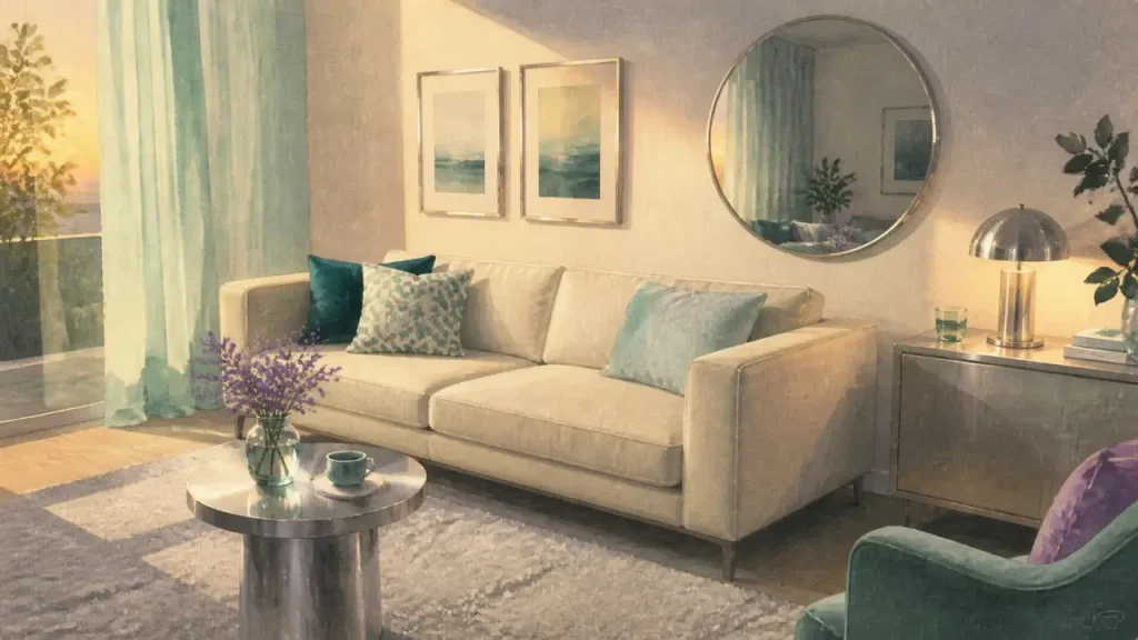 Feng shui couleur Ouest : le blanc et l’argent dominent, les teintes sombres se limitent