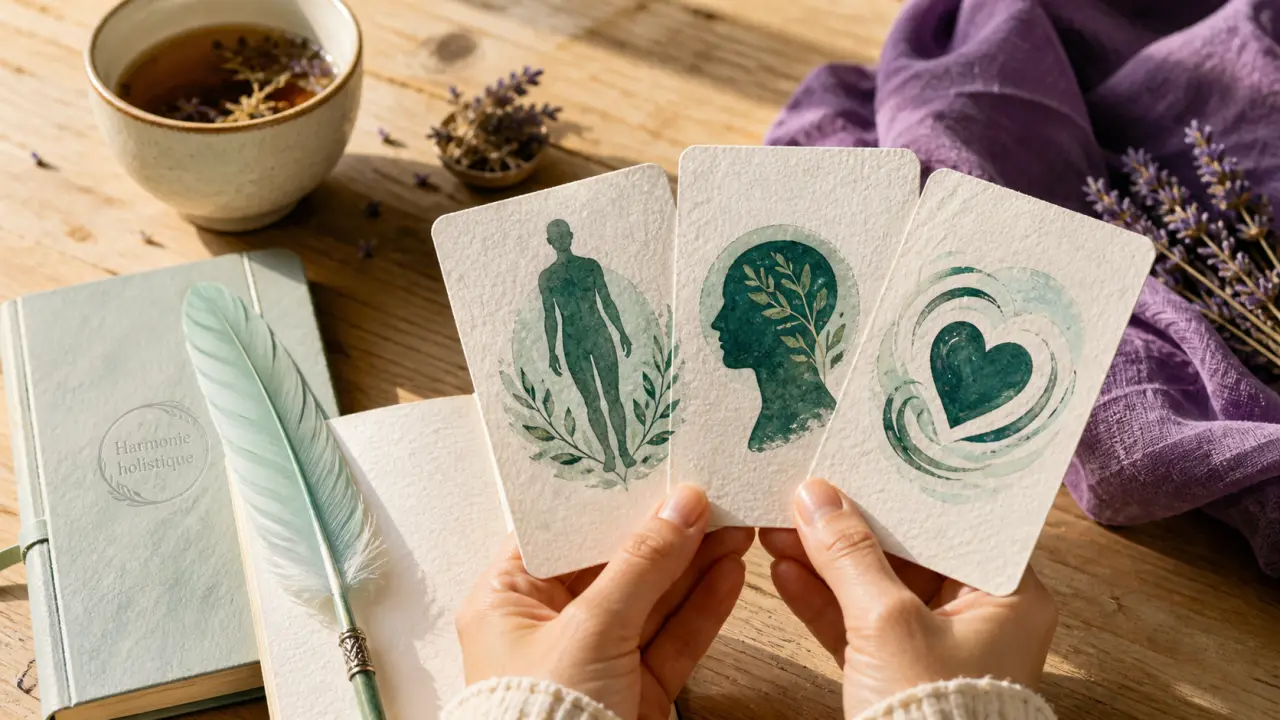 Medecine holistique : cartes corps esprit émotions et harmonie globale du patient