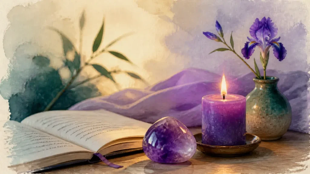 Pourquoi le violet attire l’intuition, le chakra couronne et l’apaisement mental