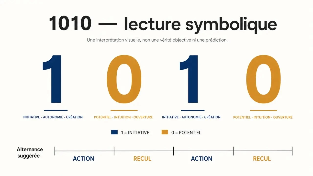 Infographie sur la 1010 signification spirituelle et la symbolique des chiffres 1 et 0