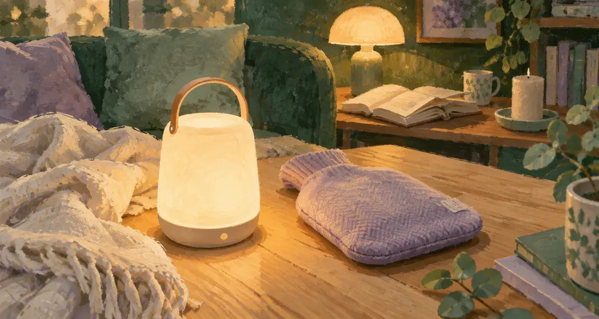 Nature zen : veilleuse lanterne LED, ambiance apaisée et massage